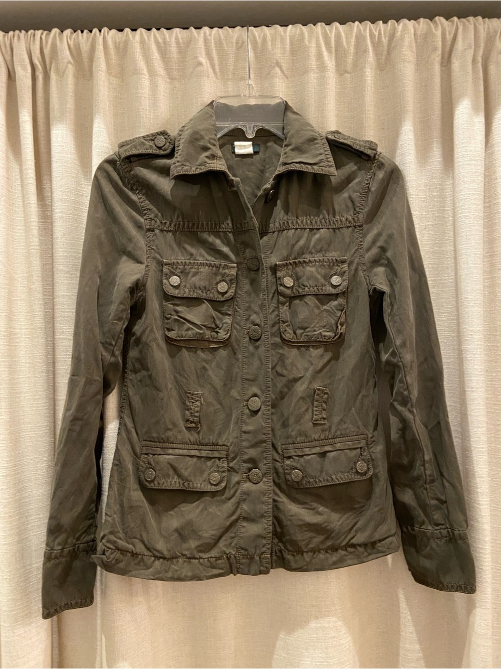 J. Crew Olive Utility Button-Front Jacket